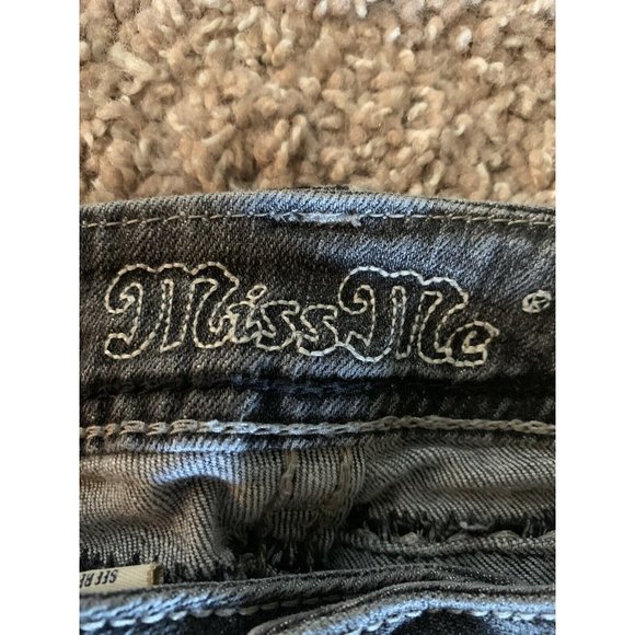 Miss Me Boot JP5014-2 Flap Pockets Thick Stitch Rhinestone Charcoal Size 30 Boot - Picture 4 of 14